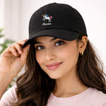 Personalized Unicorn Printed Black Cap – Custom Name Adjustable Baseball Hat for Women & Girls | Love Craft Gifts