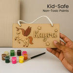 DIY Wooden Nameplate for Kids – Astronaut & Unicorn (4x8") | Love Craft Gifts