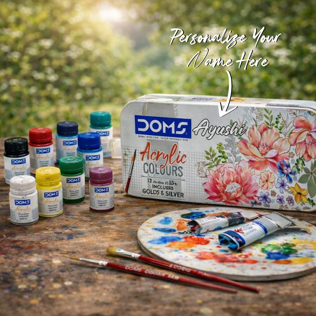 DOMS Acrylic Colours 12 Shades Kit (15ml Each) with Brushes | Love Craft Gifts