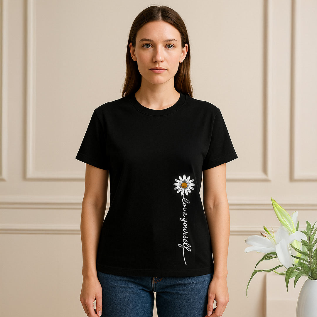 Love Yourself Daisy T-Shirt – Minimal Floral Self-Love Tee | Love Craft Gifts