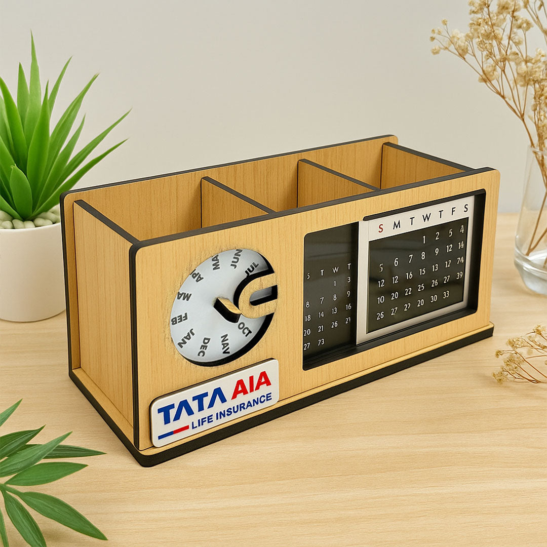 Personalized Wooden Perpetual Desk Calendar with Rotating Date Display | 8x3.5 Inch | Love Craft Gifts