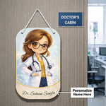 Personalized Doctor Name Wall Hanging Board – Custom Cartoon Doctor Cabin Door Sign (11x7 Inch) | Love Craft Gifts