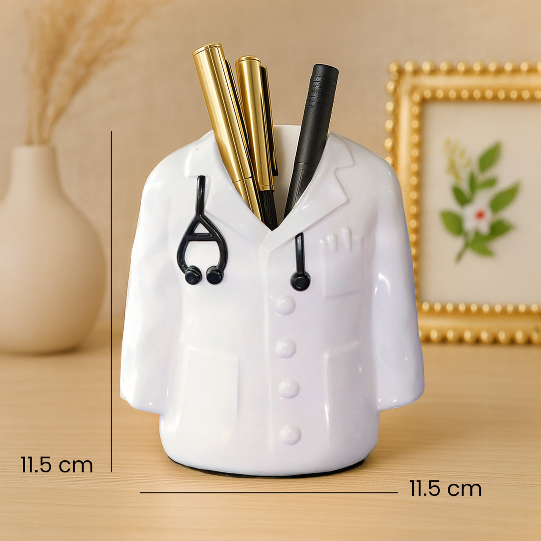 Personalized Doctor Coat Pen Stand with Name – Custom Medical Table Organizer Gift | Love Craft Gifts