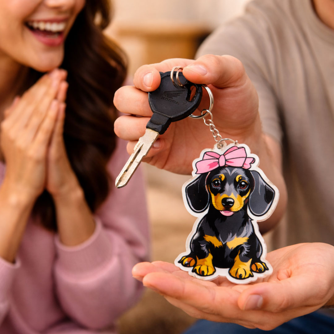 Cute Puppy Charm – Cartoon Dog Acrylic Keychain | Love Craft Gifts