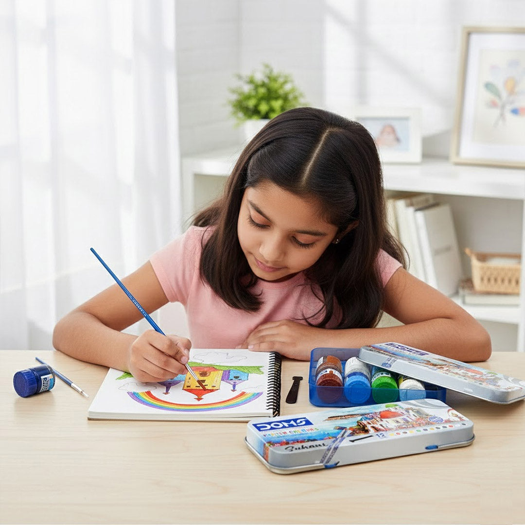 Doms 12 Shades Poster Colours – Personalized Name Art Kit for Kids | Love Craft Gifts