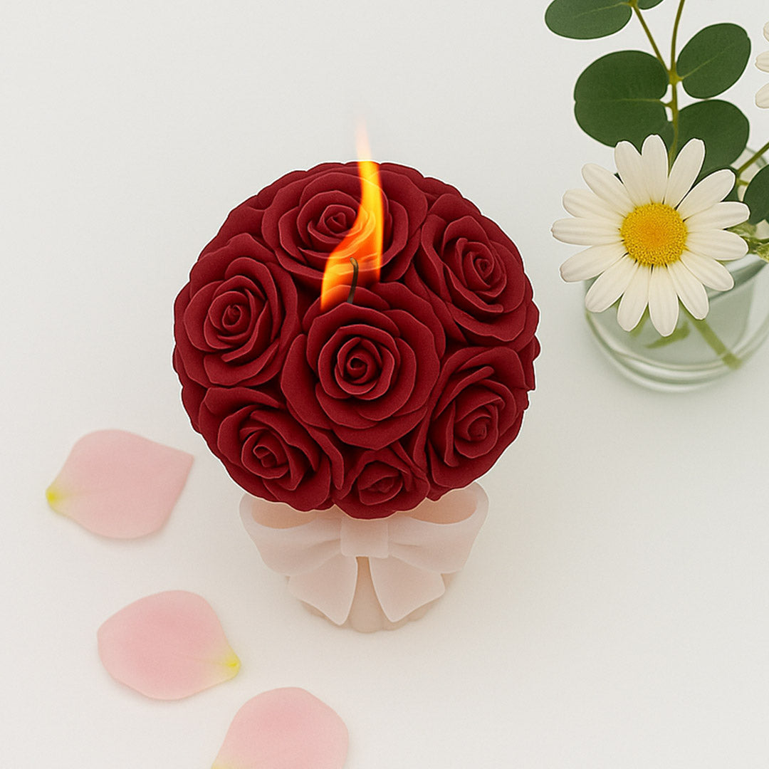 Rose Bouquet Scented Candle – Romantic Flower Wax Decor with Bow Base | Love Craft Gifts