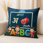 Kids ABC & Hindi Learning Personalized Cushion (10x10) | Love Craft Gifts