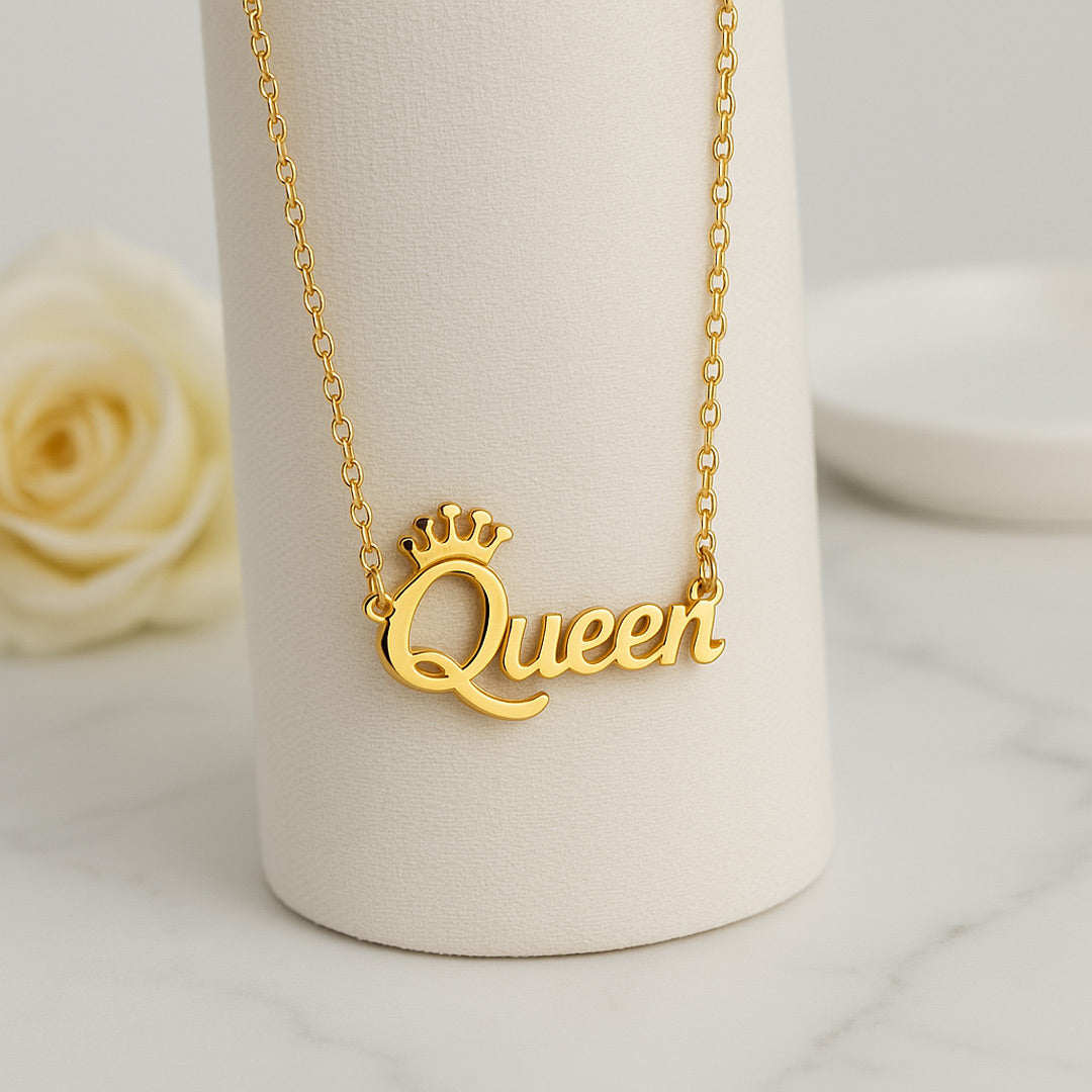 Custom Name Crown Pendant Necklace – Gold-Plated Personalized Jewelry | Love Craft Gifts