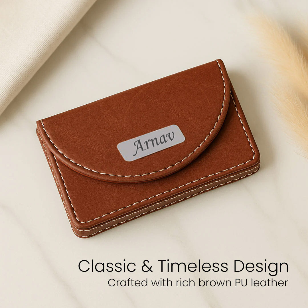Premium Personalized Leather Card Holder – Elegant Business Card Case | Love Craft Gifts