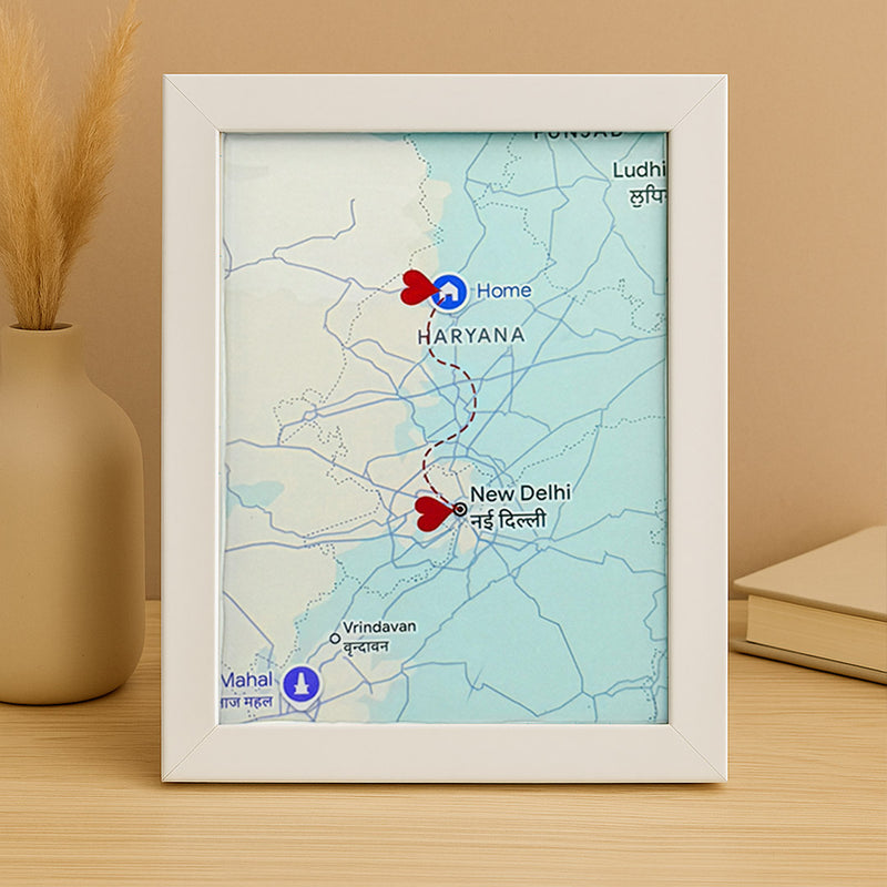Personalized Long-Distance Map Frame Gift | Love Craft Gifts