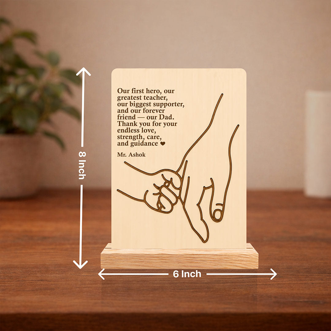 Personalized Wooden Father’s Day Hand Plaque with Custom Name | Emotional Gift for Dad from Son & Daughter - 8x6" | Love Craft Gifts™