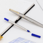Parker Galaxy Stainless Steel Gold Trim Ball Pen - Personalized | Love Craft Gifts