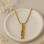 Custom Name Pendant Necklace – Personalized Vertical Bar Jewelry for Men & Women | Love Craft Gifts