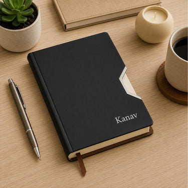 Personalized Matte Black Faux Leather Journal with Custom Name Engraving | Premium A5 Executive Notebook Gift for Professionals, Students & Writers - A5 | Love Craft Gifts™
