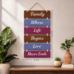 Family Quote Wooden Hanging Wall Décor – Inspirational Multi Panel Wall Hanging (16×8 Inch) | Love Craft Gifts