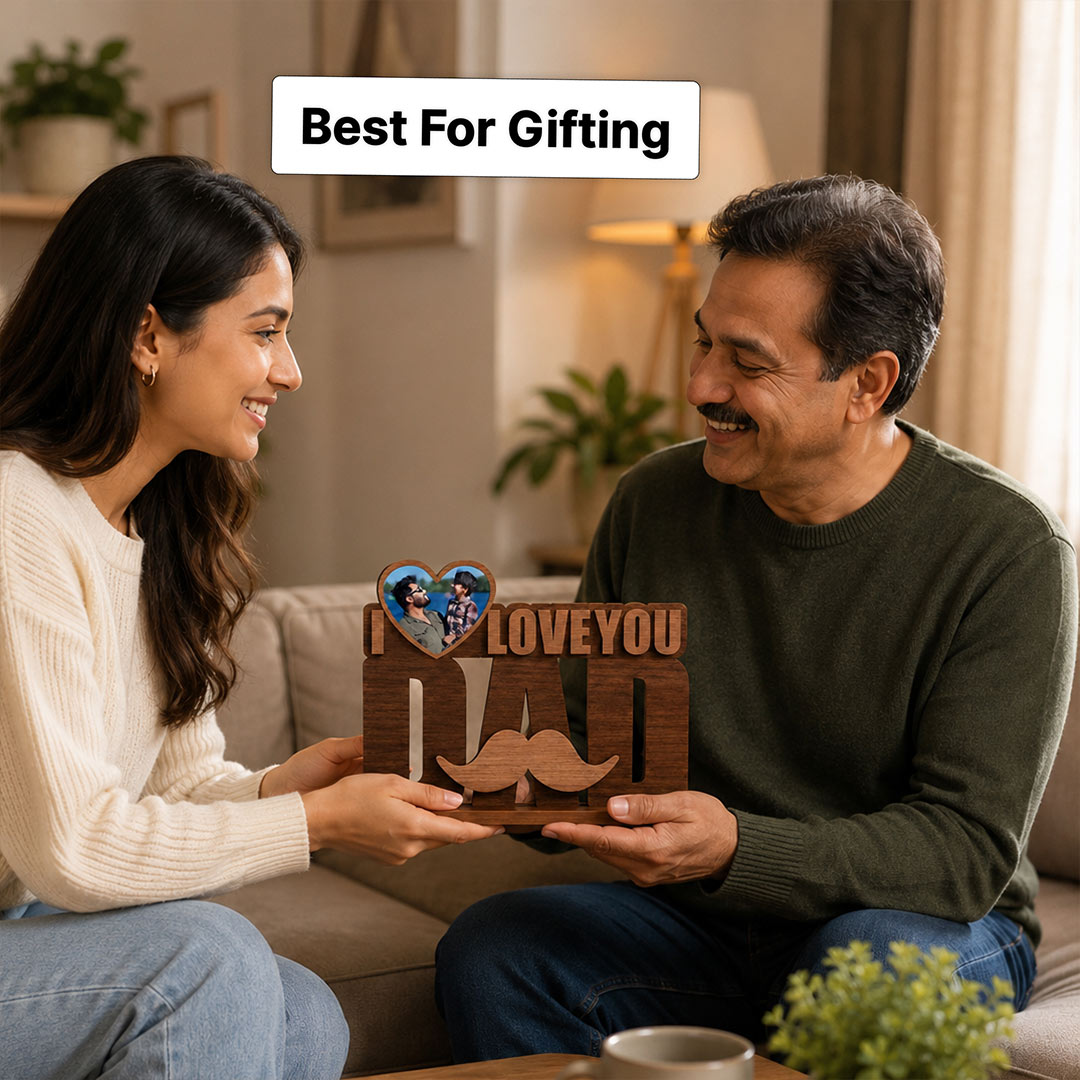 Personalized I Love You Dad Wooden Photo Frame | Custom Father Memory Gift - 6x5" | Love Craft Gifts™