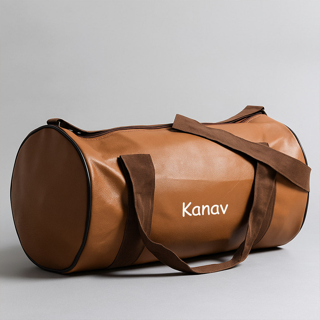 Custom Name Leather Duffel Bag – Personalized Travel & Gym Companion | Love Craft Gifts