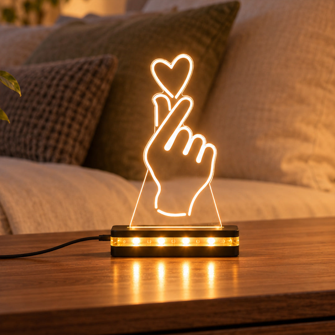Finger Heart Acrylic LED Light | Love Theme Gift | Love Craft Gifts™