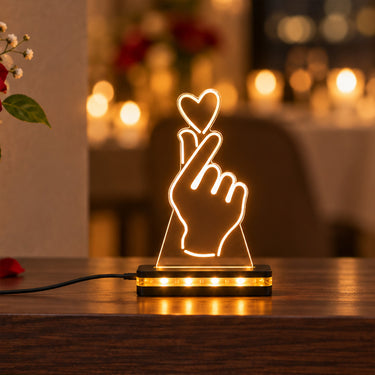 Finger Heart LED Acrylic Lamp 5x6″ | Romantic Gift | Love Craft Gifts™