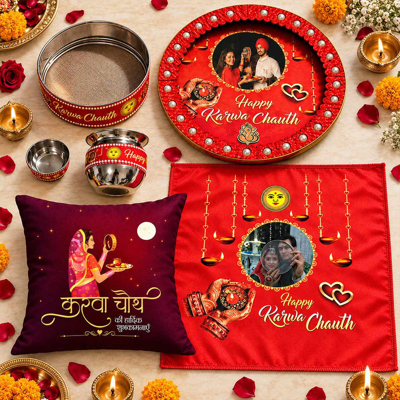 First Karwa Chauth Pooja Set with Music & Light Thali | Love Craft Gifts™