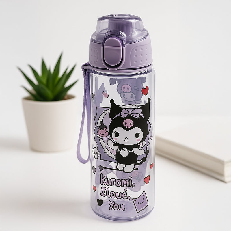 Kuromi Purple Water Bottle for Kids – 600ml Leak-Proof Sipper | Love Craft Gifts