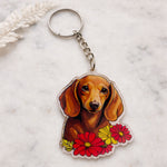 Floral Pup Charm – Dog Acrylic Keychain | Love Craft Gifts