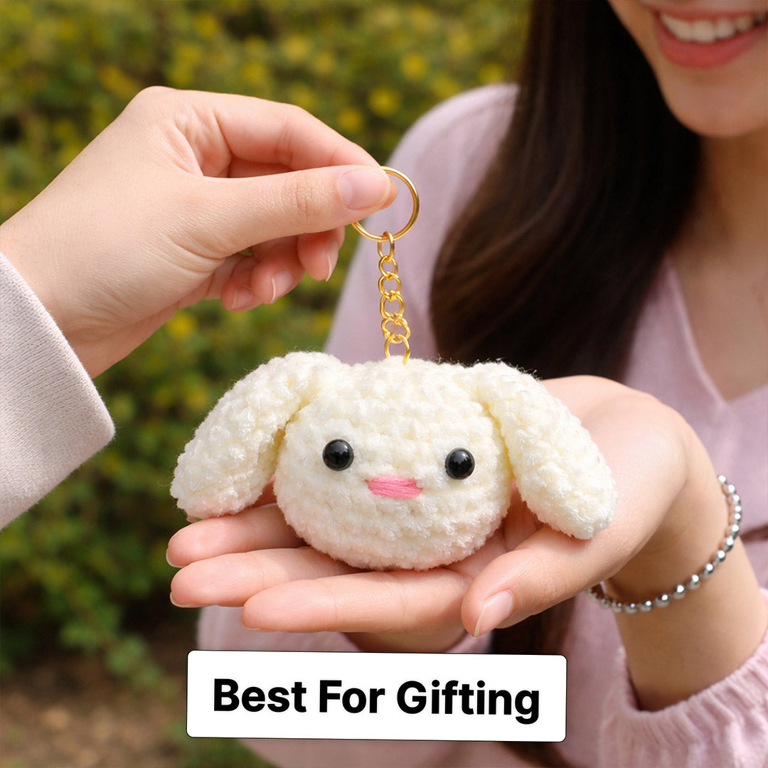 Cute Bunny Pom Pom Keychain – Fluffy Rabbit Bag Charm & Key Ring Accessory | Love Craft Gifts