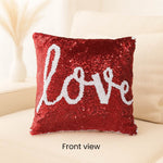 Personalized Red Sequin Cushion with Heart Photo | Love Craft Gifts
