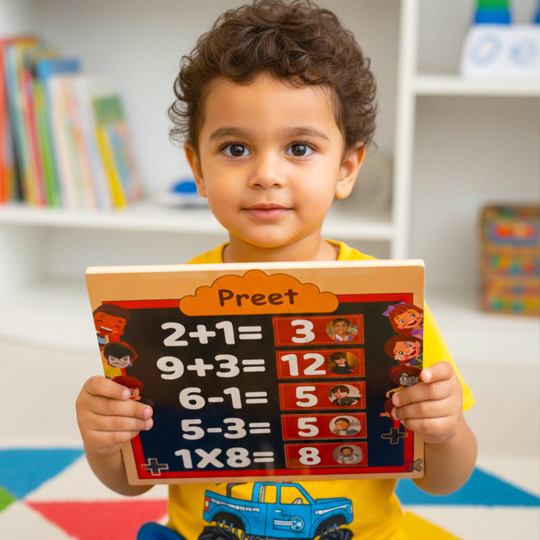 My Smart Maths Board – Personalized Kids Learning Board (10×10″) | Love Craft Gifts