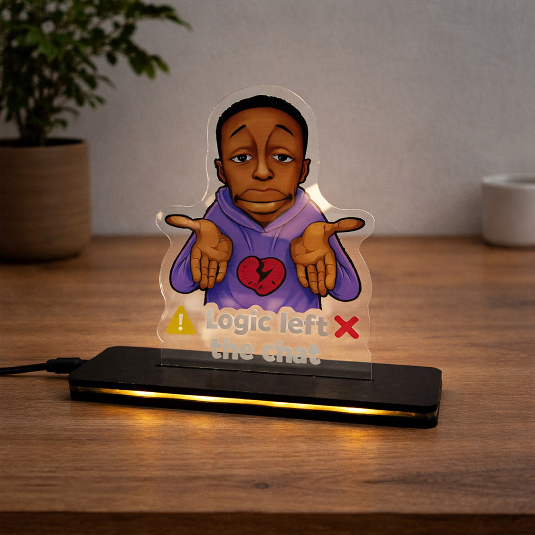 Logic Left The Chat LED Acrylic Lamp – Funny Meme Table Decor (7x5 Inch) | Love Craft Gifts