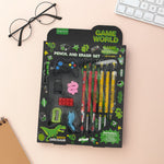 Personalized Game World Pencil Set with Cool Erasers | Custom Name | Love Craft Gifts