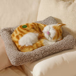 Realistic Meowing Sleeping Cat Toy – Ginger Color | Love Craft Gifts