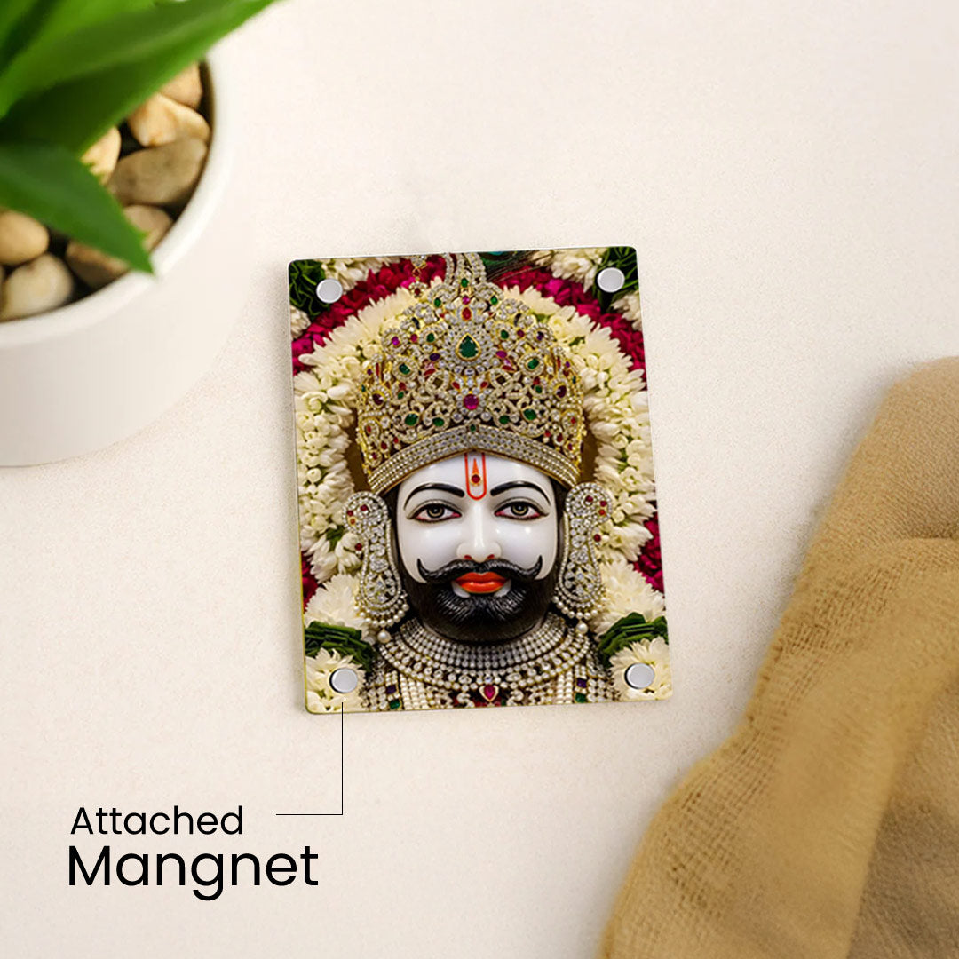 Love Craft Gifts – Khatu Shyam Ji Acrylic Magnet | 2×3 inch | UV Printed