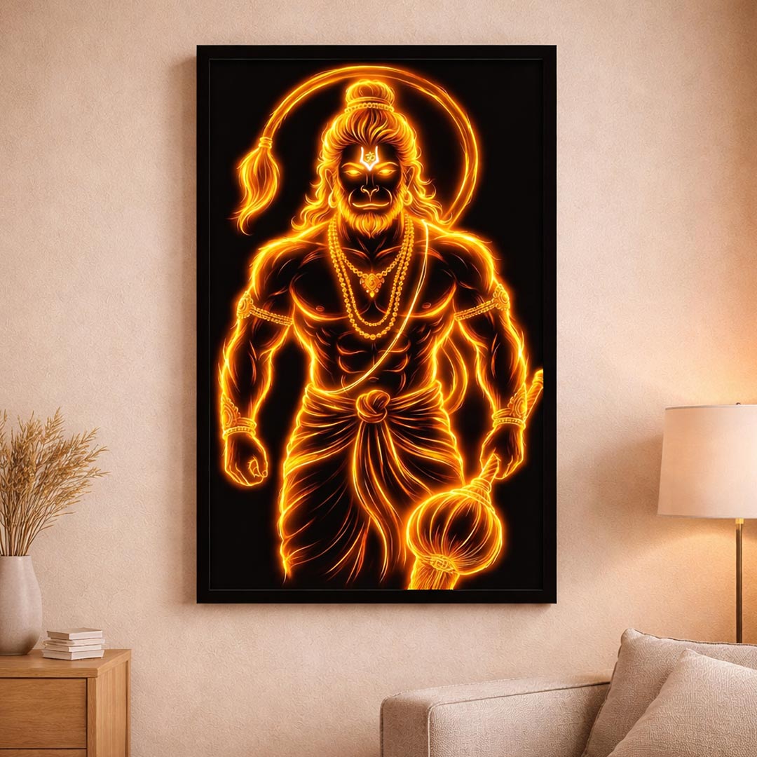 Personalized Lord Hanuman Wall Frame – Powerful Hanuman Ji Spiritual Wall Art (Multiple Sizes) | Love Craft Gifts
