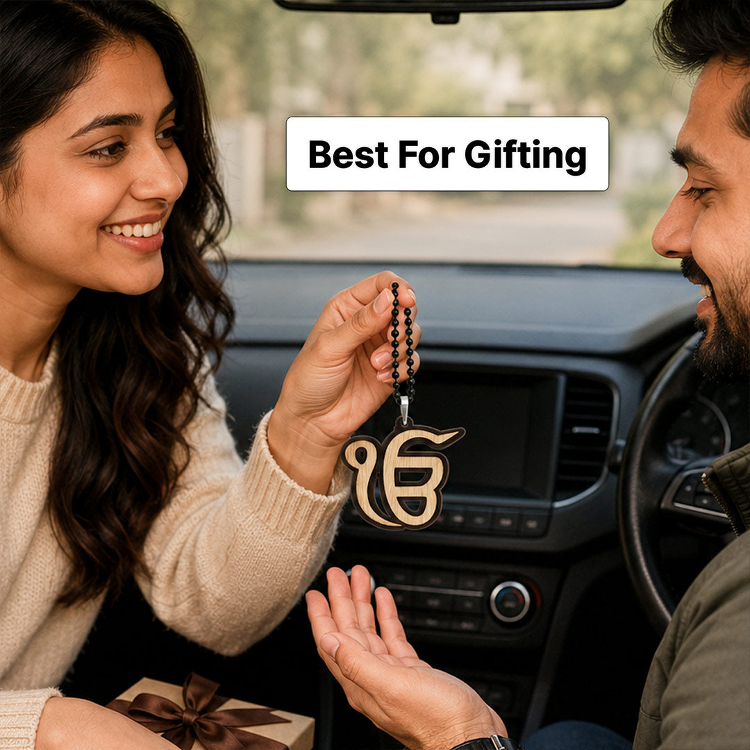 Personalized Ek Onkar Car Hanging with Custom Name | Spiritual Sikh Car Décor Gift for Men, Women & Family - 3x2.5" | Love Craft Gifts™