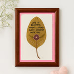 Handmade Leaf Art Frame with Love Quote – Nature-Inspired Wall Decor Gift | Love Craft Gifts