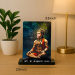 Meditating Hanuman Ji Car Dashboard Stand – Om Hanumate Namah Acrylic Dashboard Decor for Car, Home & Office | Divine Hanuman Artwork | LoveCraftGifts™