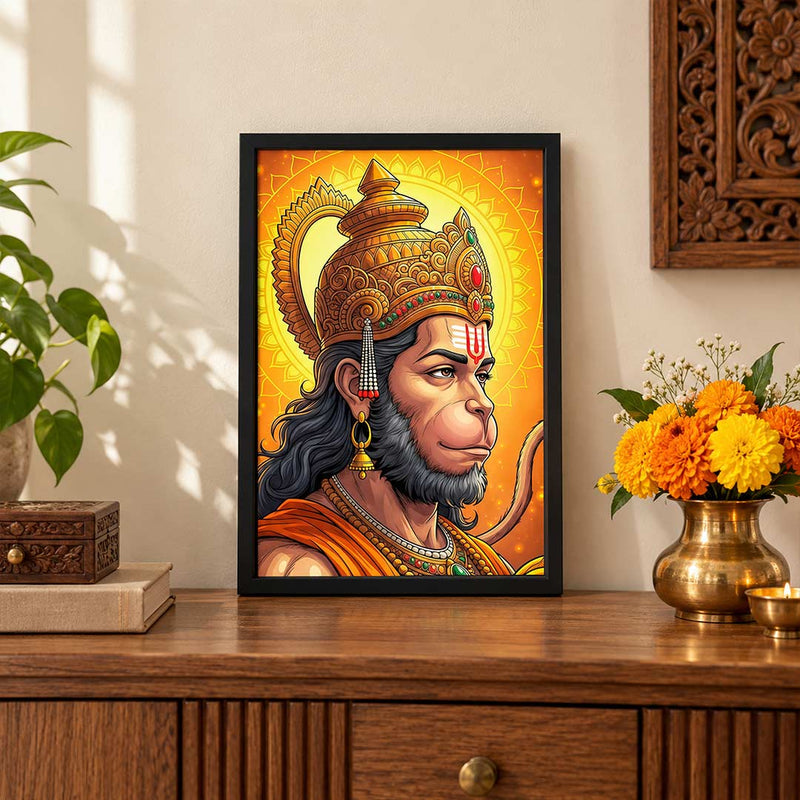 Hanuman Ji Wall Frame for Pooja Room | Devotional Artwork | Love Craft Gifts™