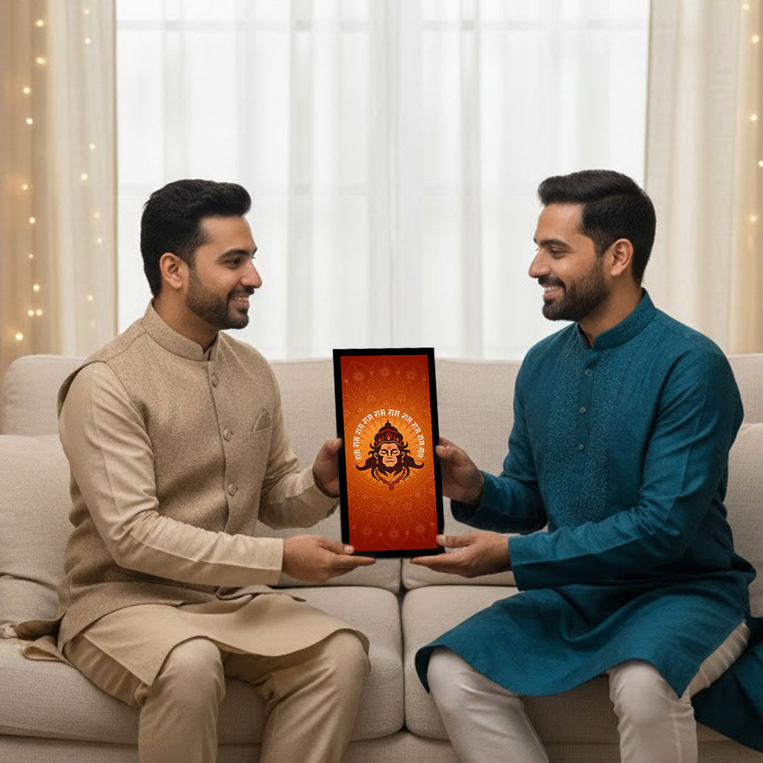 Hanuman Chhavi Wall Frame with Ram Mantra (18×8 Inch) | Love Craft Gifts