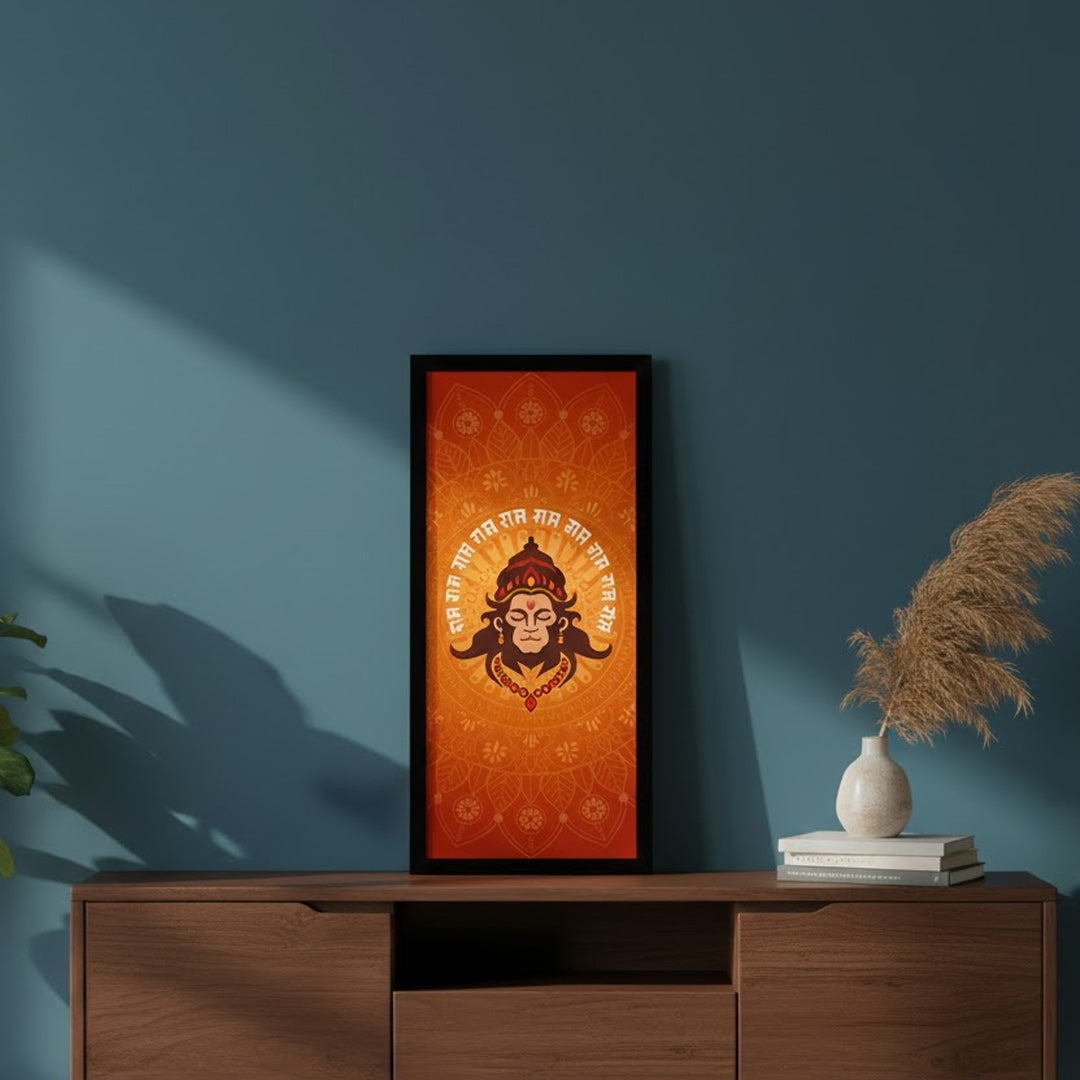 Hanuman Chhavi Wall Frame with Ram Mantra (18×8 Inch) | Love Craft Gifts