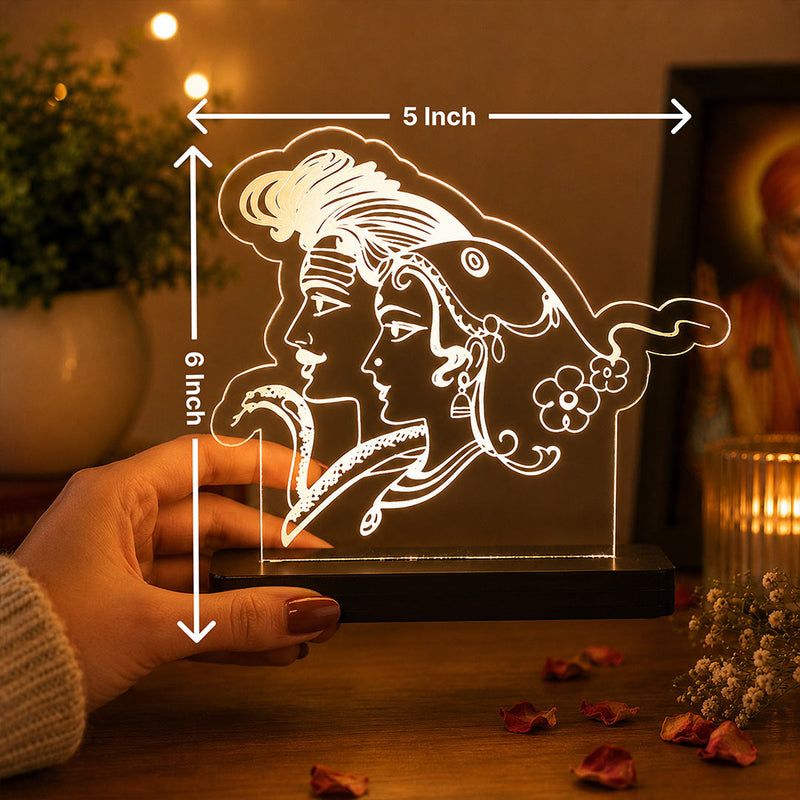 Shiv Parvati LED Car Dashboard Lamp – Premium Acrylic Mahadev Parvati Dashboard Light for Car Interior, Home Temple Decor & Spiritual Gift | LoveCraftGifts™