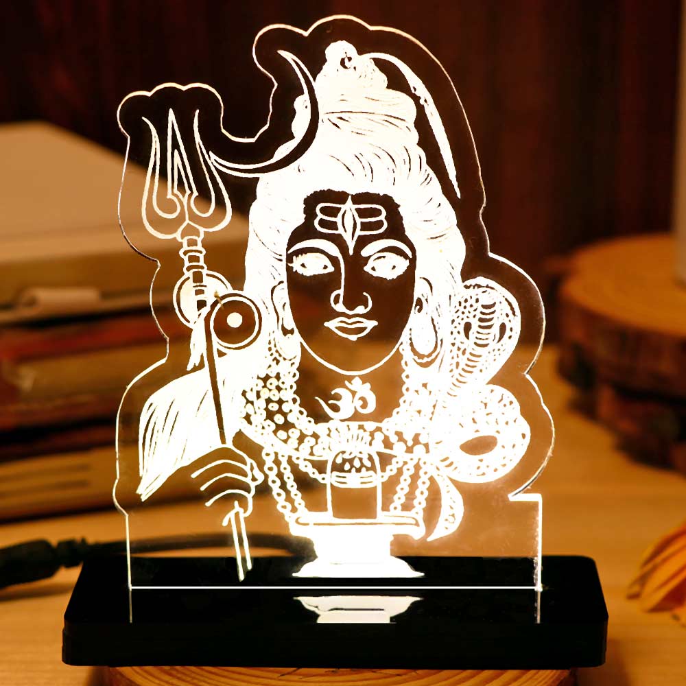 Lord Shiva LED Car Dashboard Lamp – Premium Mahadev Acrylic LED Light for Car Dashboard, Home Temple Decor, Spiritual Gift for Shiv Bhakts | LoveCraftGifts™