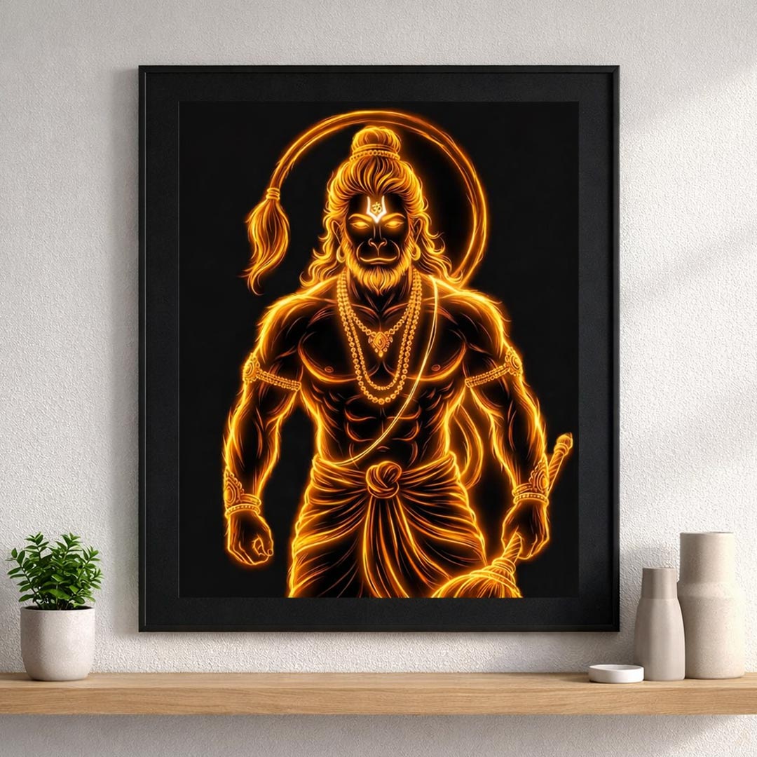Personalized Lord Hanuman Wall Frame – Powerful Hanuman Ji Spiritual Wall Art (Multiple Sizes) | Love Craft Gifts