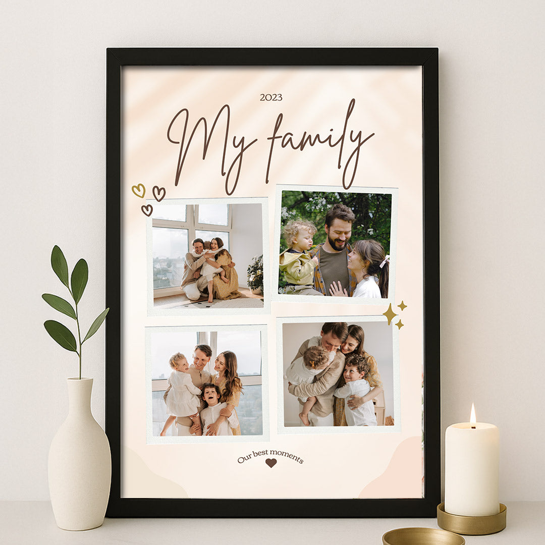 My Family 2023 Photo Collage Frame – Custom Wall Art with 4 Pictures | Love Craft Gifts