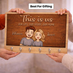 Personalized “This Is Us” Wooden Key Holder – Custom Couple Name Wall Key Hanger (10x6 Inch) | Love Craft Gifts