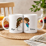 Personalized Couple Cartoon Name Mug Set 250ml | Custom His & Her Ceramic Coffee Mug with Names | Cute Romantic Gift for Anniversary, Valentine, Wedding & Couples | Love Craft Gifts™