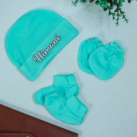 Personaloized Baby Caps, Mittens & Booties for Infants| 3 Caps, 2 Booties & 2 Mittens