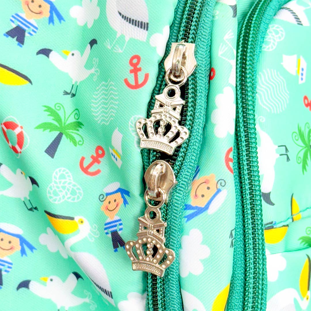 Cartoon-Themed Mint Green School Backpack for Kids – Lightweight & Spacious