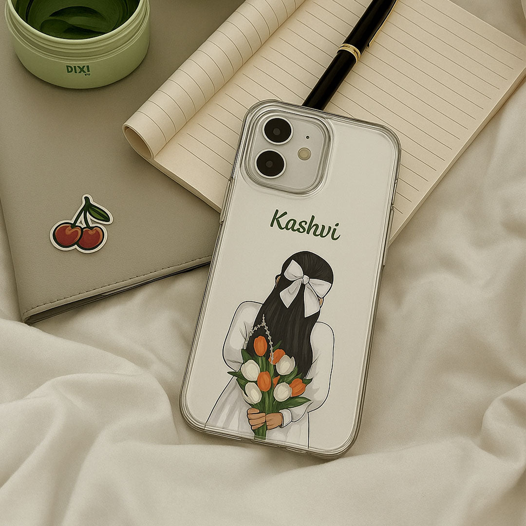 Custom Illustrated Name Phone Case – Personalized Cartoon Portrait Clear Cover | Love Craft Gifts