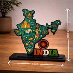 India Map Wooden Table Top Decor – 3D India Art Stand (7x7 Inch) | Love Craft Gifts